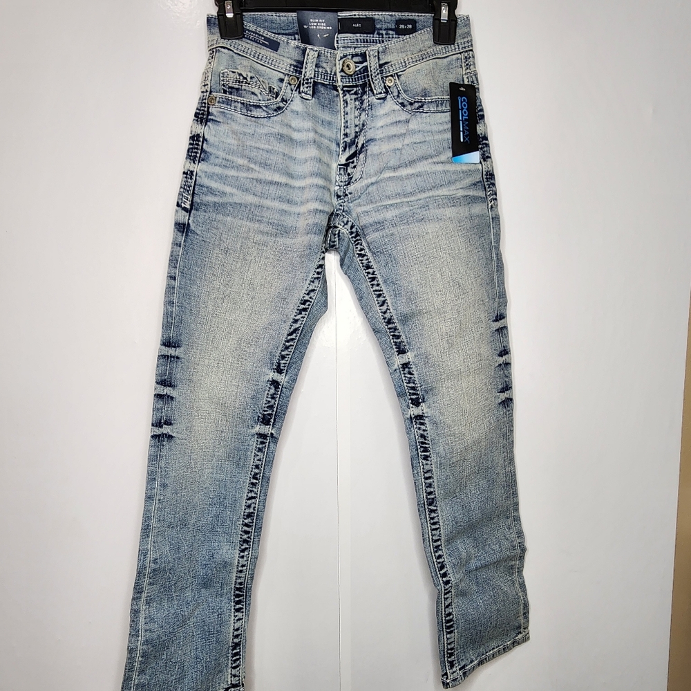 BKE-Buckle Mens/Boys ALEC Straight Leg Jeans, Slim Fit, Lt Blue, Sz 26x28, NEW